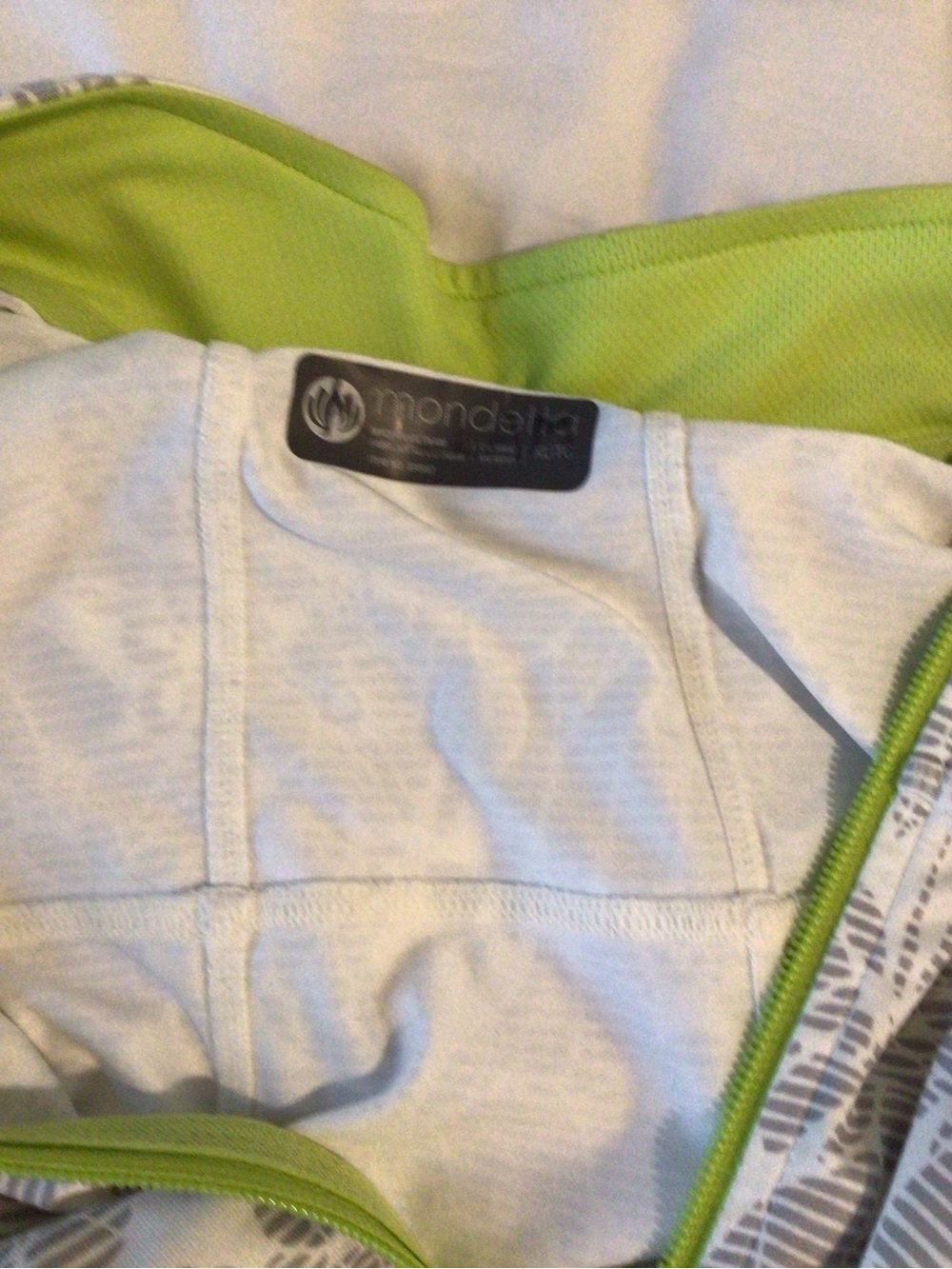Mondetta Light Gray Floral Bomber Jacket with Lime Zip - Picture 4 of 4